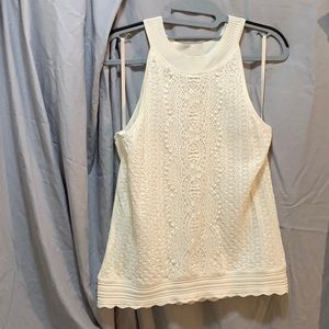 White Rffle Hi/lo Maxi sweater skirt (L) & top (XL